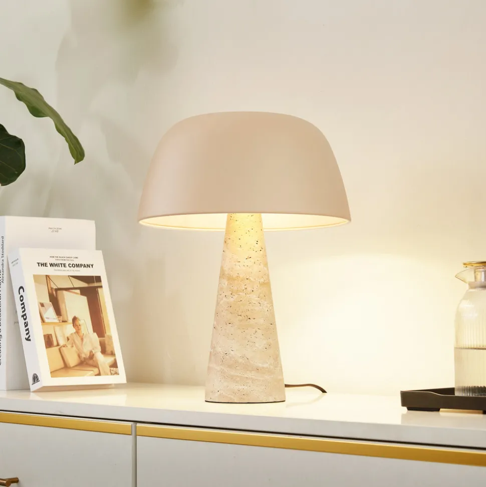 Lindby bordlampe Magritt, beige, metall, stein, 41 cm