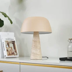 Lindby bordlampe Magritt, beige, metall, stein, 41 cm