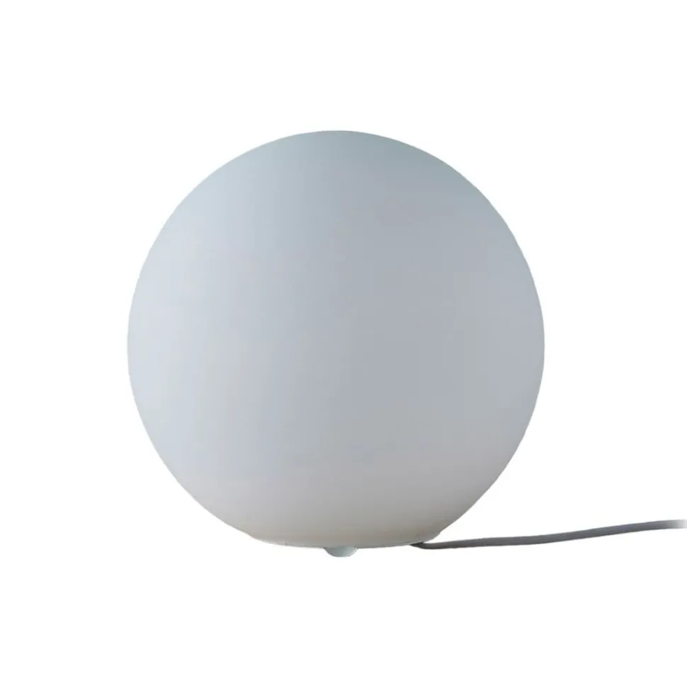 Lindby bordlampe Marike, hvit, glass, kule, Ø 25 cm, E27