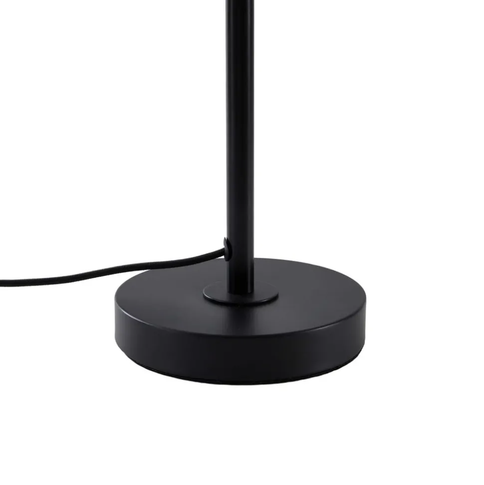 Lindby bordlampe Nerys, svart, bambus, Ø 28 cm