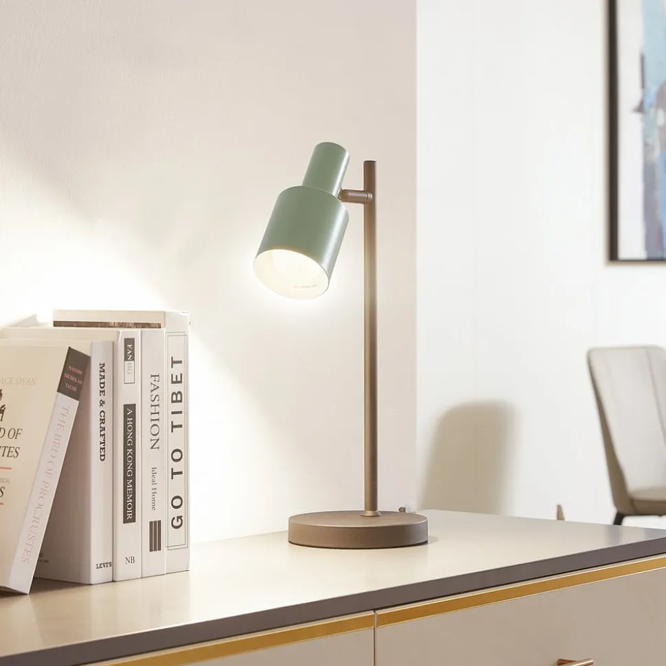 Lindby bordlampe Ovelia, grønn/svart, metall, E27