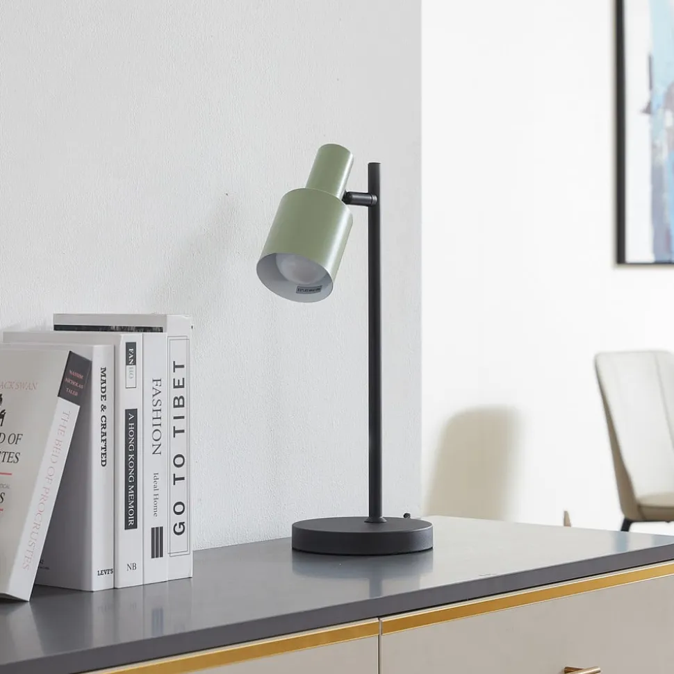 Lindby bordlampe Ovelia, grønn/svart, metall, E27