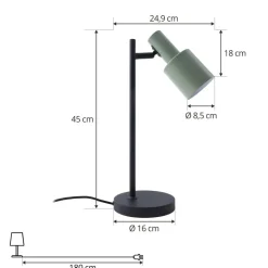 Lindby bordlampe Ovelia, grønn/svart, metall, E27