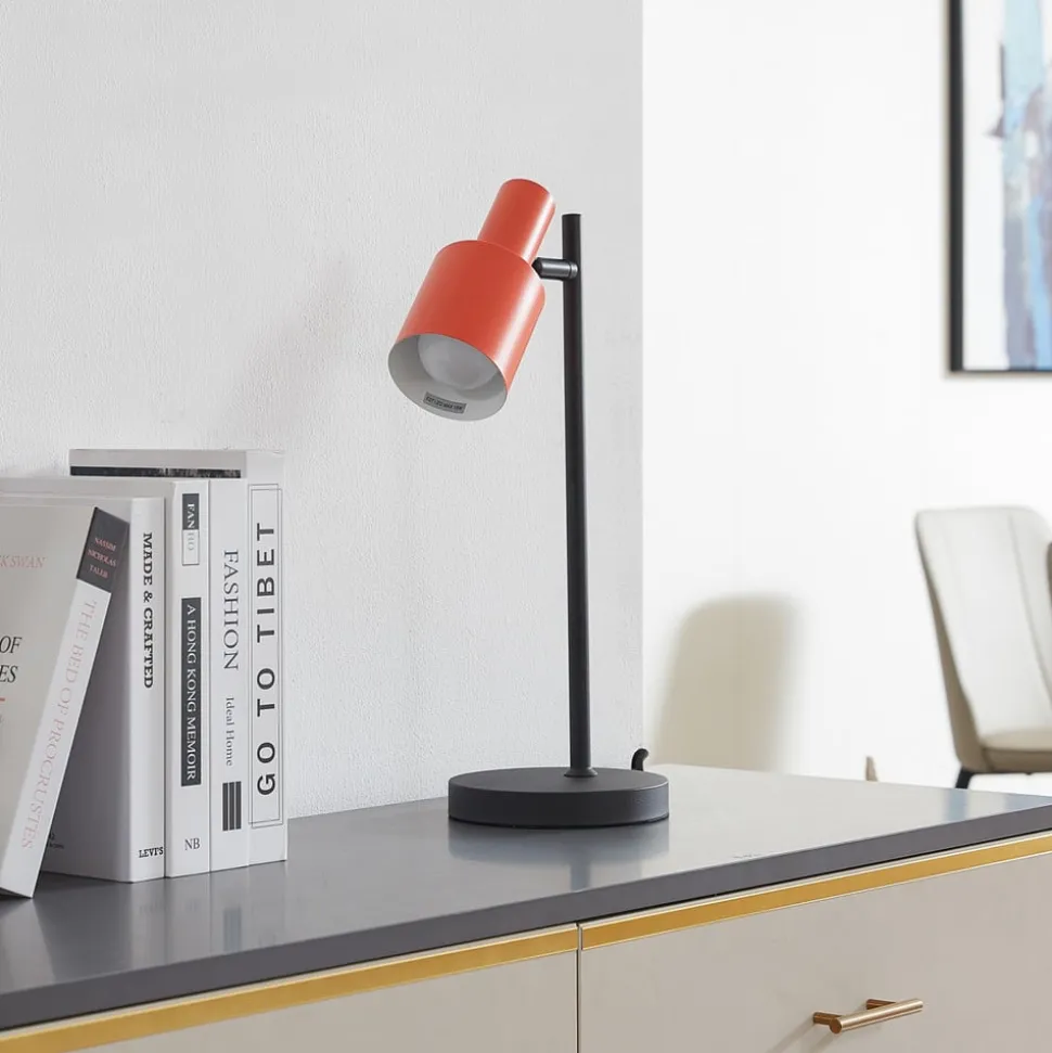 Lindby bordlampe Ovelia, oransje/svart, metall, E27