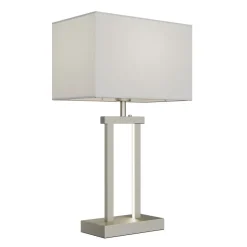 Lindby bordlampe Sigurd, hvit, stoff, høyde 54 cm, E27