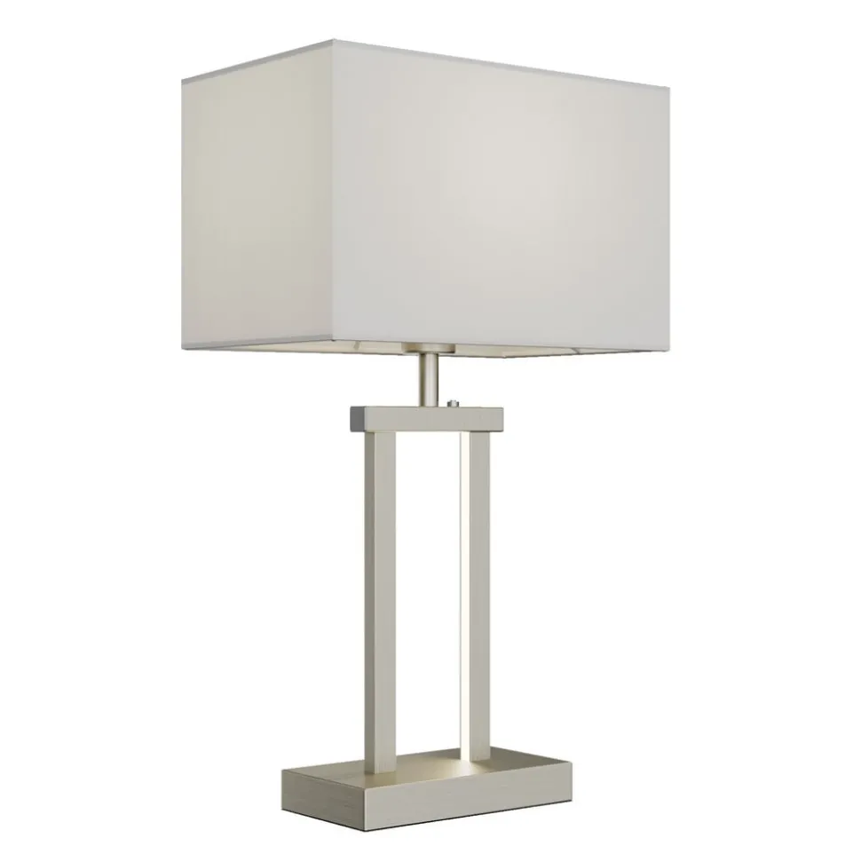 Lindby bordlampe Sigurd, hvit, stoff, høyde 54 cm, E27