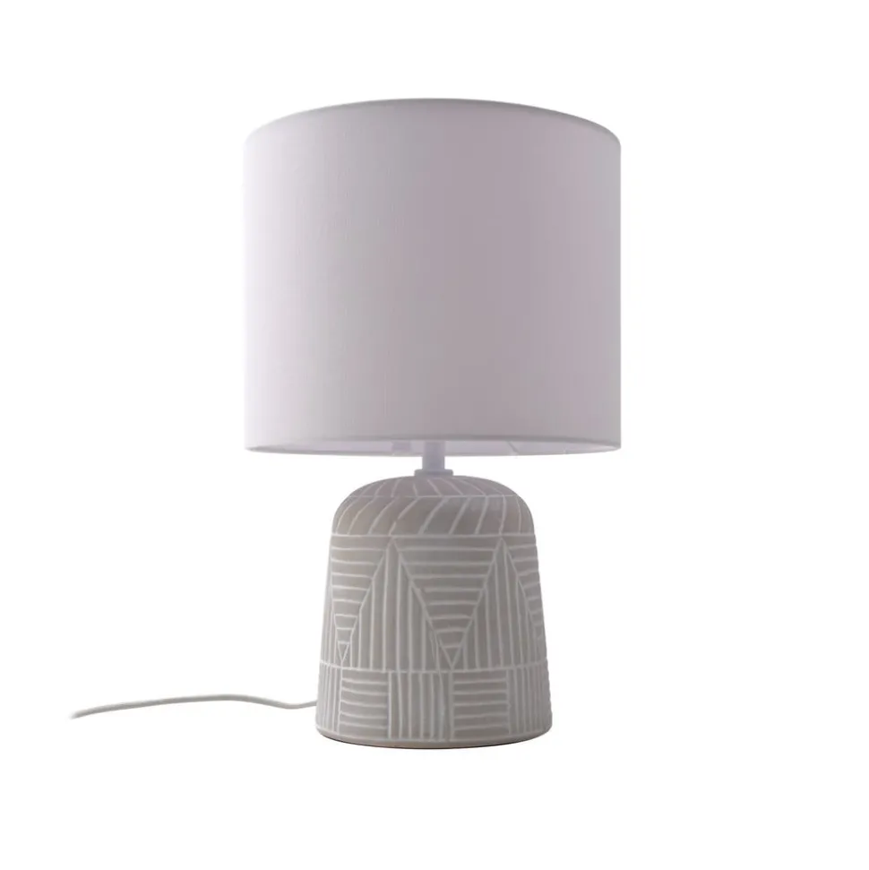 Lindby bordlampe Thalassia, hvit, Ø 26 cm, keramikk