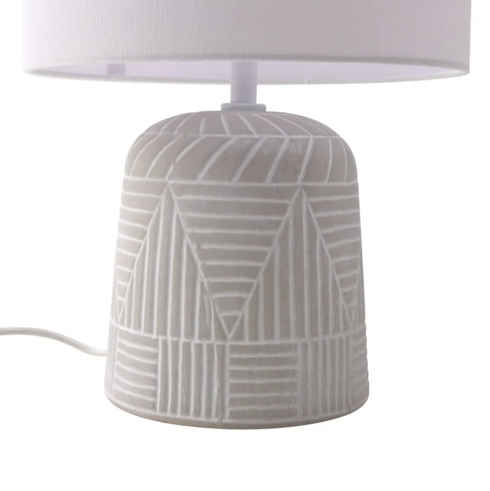 Lindby bordlampe Thalassia, hvit, Ø 26 cm, keramikk