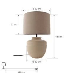 Lindby bordlampe Thalassia, beige, Ø 30 cm, keramikk