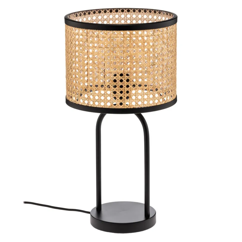 Lindby bordlampe Yaelle, 50 cm høy, rotting, svart, E27