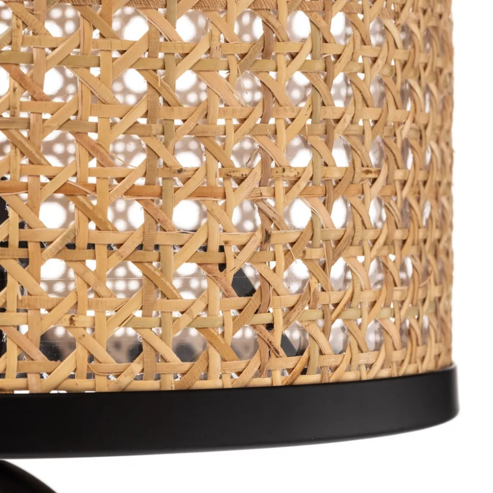 Lindby bordlampe Yaelle, 50 cm høy, rotting, svart, E27