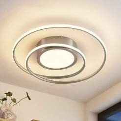 Lindby Bovia LED-taklampe, CCT, dimbar, nikkel