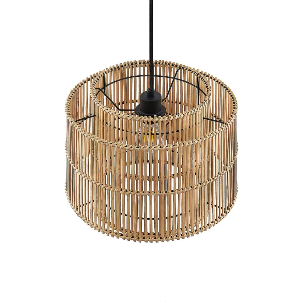 Lindby Bridga pendellampe, Ø 35 cm, svart, bambus
