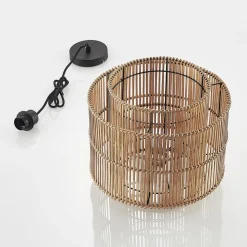 Lindby Bridga pendellampe, Ø 35 cm, svart, bambus