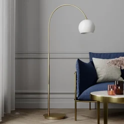 Lindby buelampe Cynthia, messingfarget, glass, 140 cm, E27