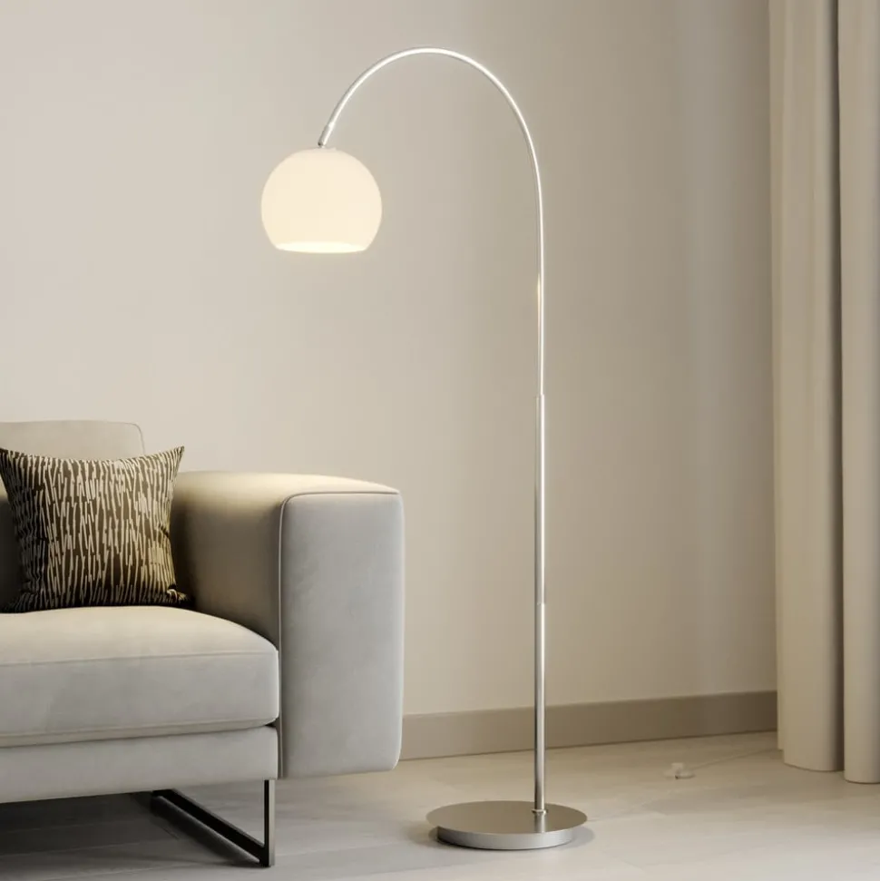 Lindby buelampe Cynthia, nikkelfarget, glass, 140 cm, E27