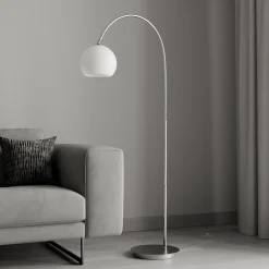 Lindby buelampe Cynthia, nikkelfarget, glass, 140 cm, E27