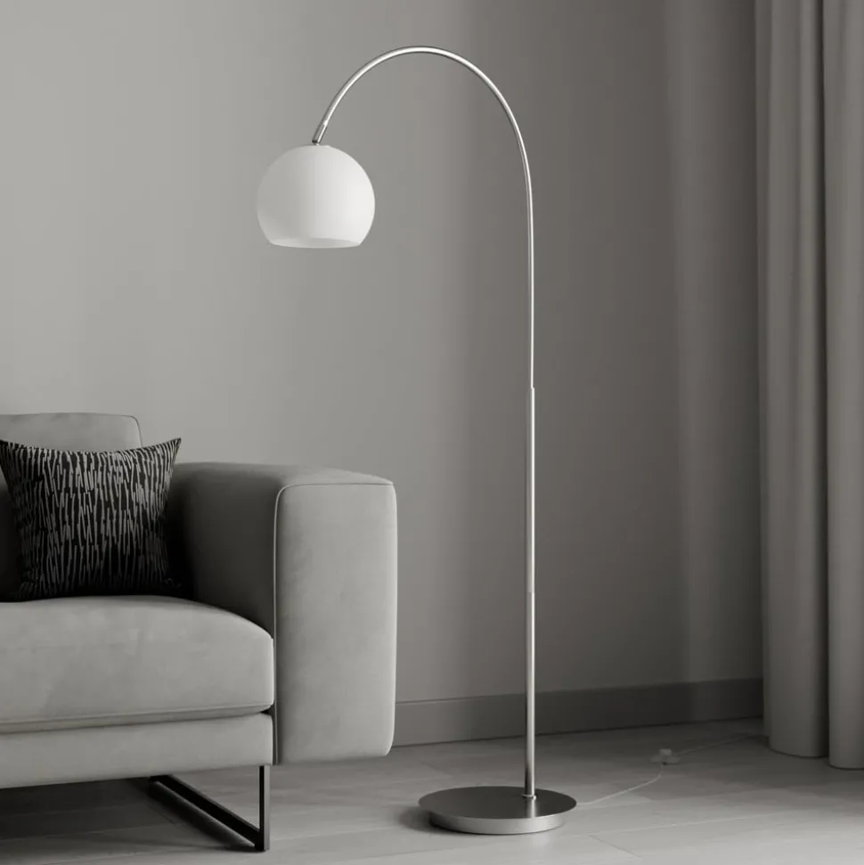 Lindby buelampe Cynthia, nikkelfarget, glass, 140 cm, E27