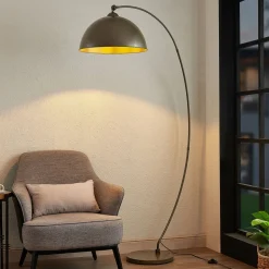 Lindby buelampe Jonera, grå, metall, E27, 185 cm høy