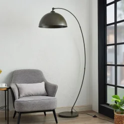 Lindby buelampe Jonera, grå, metall, E27, 185 cm høy