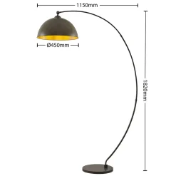 Lindby buelampe Jonera, grå, metall, E27, 185 cm høy