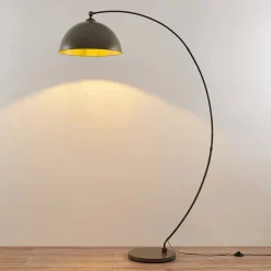 Lindby buelampe Jonera, grå, metall, E27, 185 cm høy