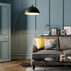 Lindby buelampe Jonera, svart, metall, E27, høyde 185 cm