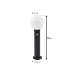 Lindby Dangan sokkellampe, hvit, 60 cm, glass, sensor