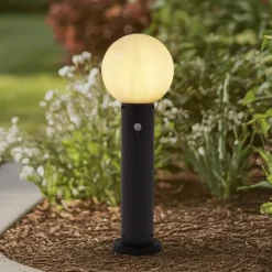 Lindby Dangan sokkellampe, hvit, 60 cm, glass, sensor