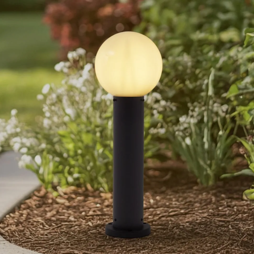 Lindby Dangan sokkellampe, hvit, høyde 60 cm, glass, metall