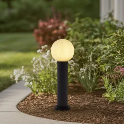 Lindby Dangan sokkellampe, hvit, høyde 60 cm, glass, metall