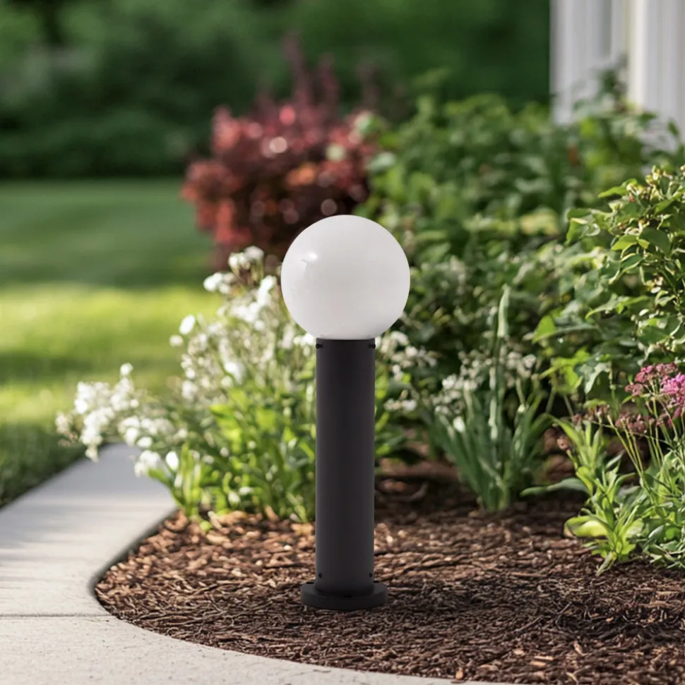 Lindby Dangan sokkellampe, hvit, høyde 60 cm, glass, metall