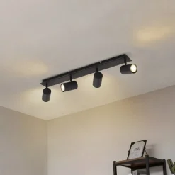Lindby downlight Joffrey, 70 cm, svart, 4 lyskilder, GU10