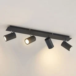 Lindby downlight Joffrey, 70 cm, svart, 4 lyskilder, GU10