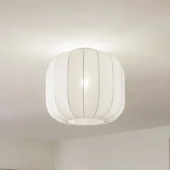 Lindby Helin taklampe, hvit, stoff, Ø 35 cm