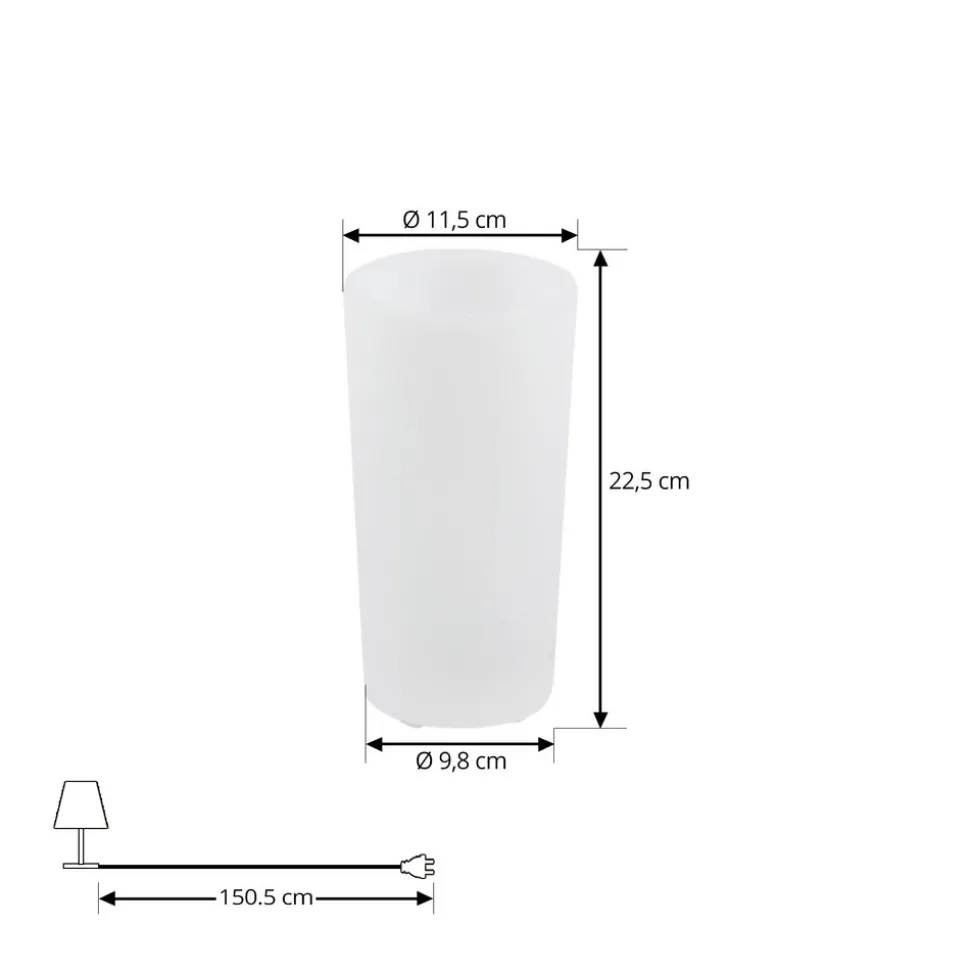 Lindby LED oppladbar blomstervase Florista, RGB, IP54, Ø 12cm, hvit