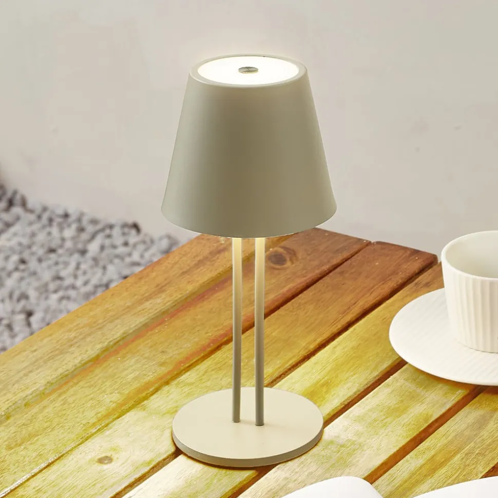 Lindby LED oppladbar bordlampe Janea TWIN, grønn, metall