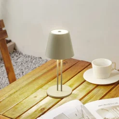 Lindby LED oppladbar bordlampe Janea TWIN, grønn, metall