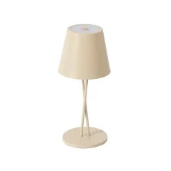 Lindby LED oppladbar bordlampe Janea, CROSS, beige, metall