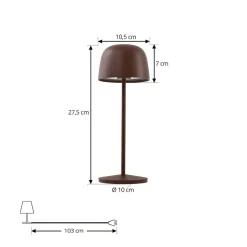 Lindby LED-bordlampe Arietty, brun, dimbar, IP65