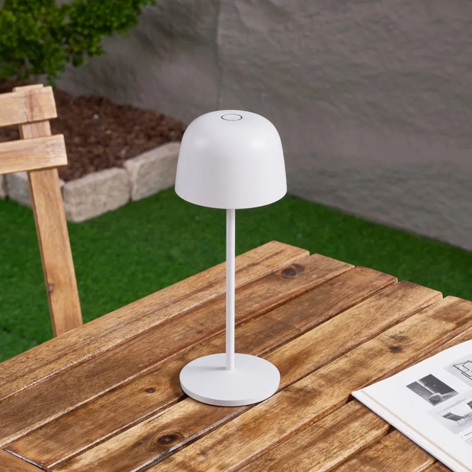 Lindby LED-bordlampe Arietty, hvit, dimbar, IP65