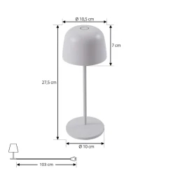 Lindby LED-bordlampe Arietty, hvit, dimbar, IP65