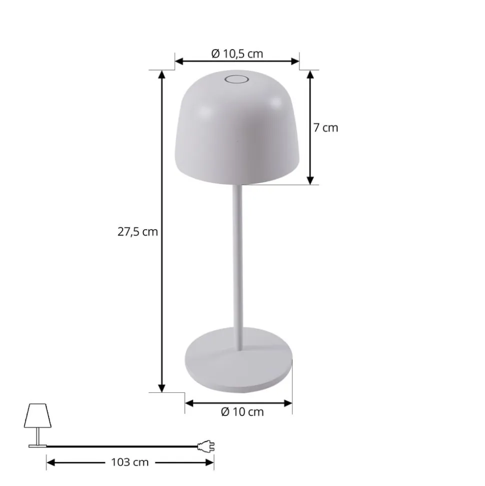 Lindby LED-bordlampe Arietty, hvit, dimbar, IP65