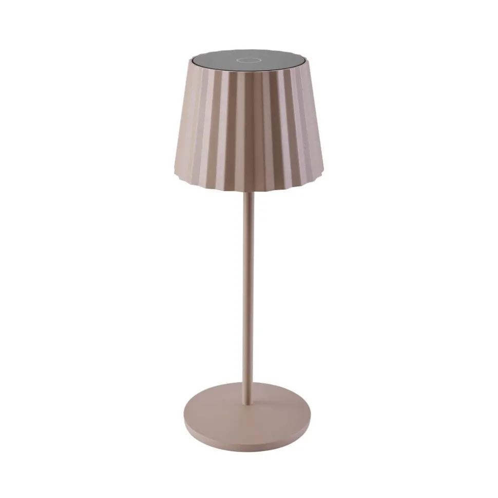 Lindby LED-bordlampe med batteri Esali, beige, metall, IP65