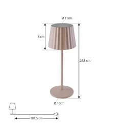Lindby LED-bordlampe med batteri Esali, beige, metall, IP65