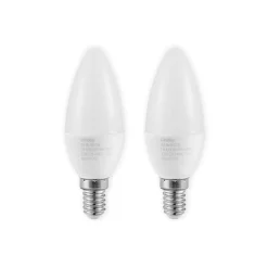Lindby LED-mignonpære, E14, C35, 4,5W, opal, 3000K, sett med 2 stk