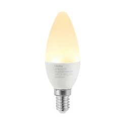 Lindby LED-mignonpære, E14, C35, 4,5W, opal, 3000K, sett med 2 stk