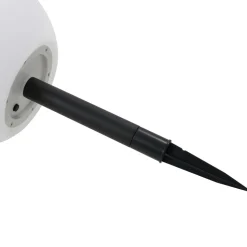 Lindby LED-solcellelampe Lago, Ø 25 cm, globus, jordspyd, hvit