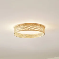 Lindby LED-taklampe Eilif, bambus, Ø 40 cm