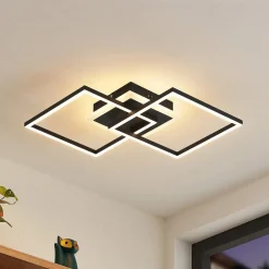 Lindby LED-taklampe Fjardo, kantet, svart, CCT, fjernkontroll